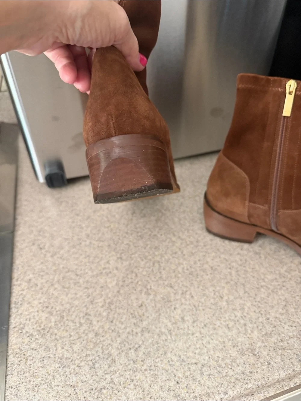 Aquatalia Fallon Chestnut suede Brown Suede Zip Ankle Boots 8.5